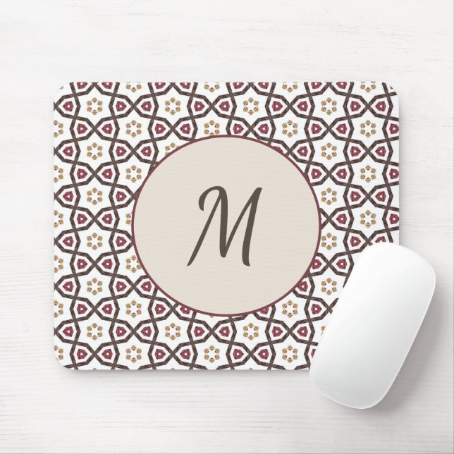 Elegant Snyggt Red White Mönster Monogram Musmatta (Med mus)