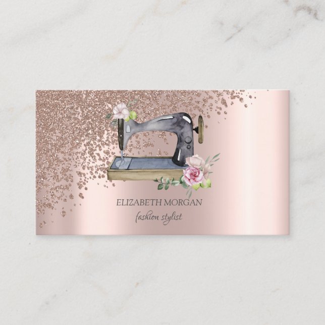 Elegant Snyggt Ro Guld Diamonds Sewing Maskin Visitkort (Framsida)