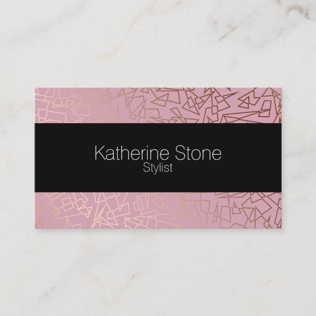 Elegant snyggt ro guld rosa  med geometrisk mönste visitkort (Framsida)