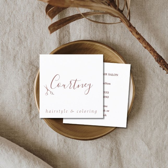 Elegant Snyggt Ro White Hair Stylist Fyrkantigt Visitkort (Skapare uppladdad)