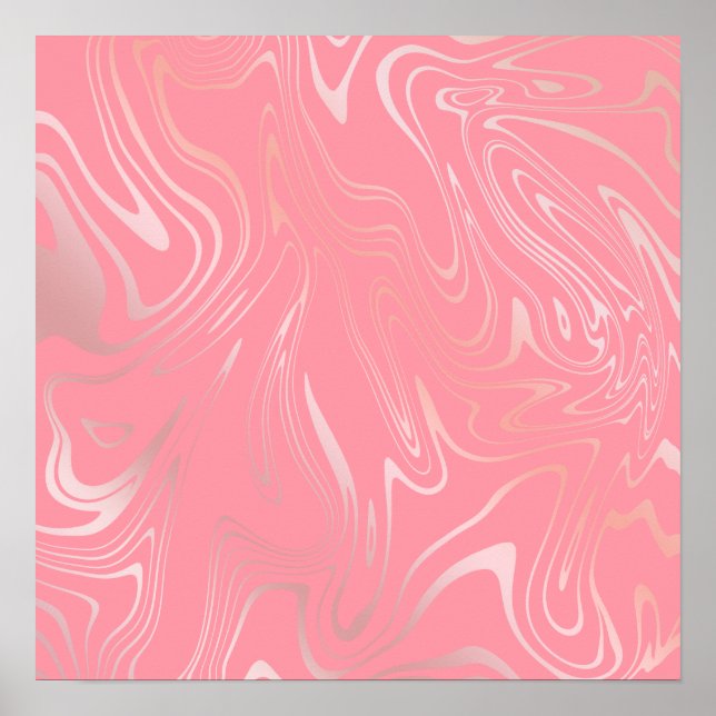 Elegant snyggt Romly ro guld marble ser rosa ut Poster (Framsidan)