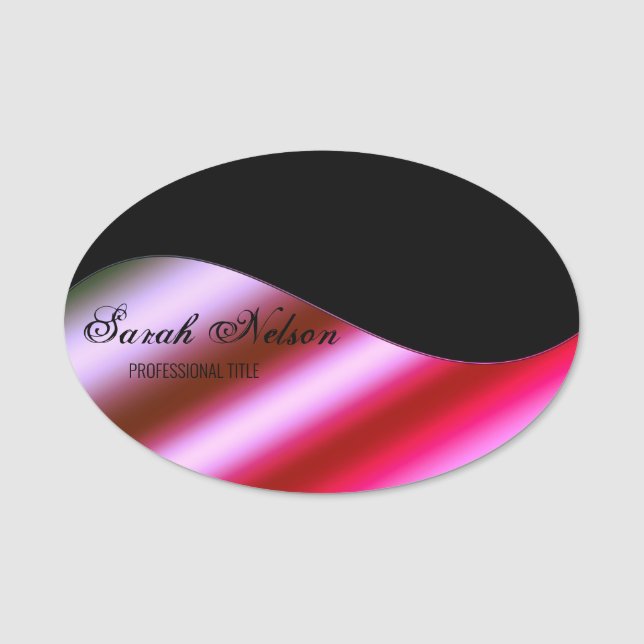 Elegant Snyggt Rosa Black Namnbricka (Framsida)