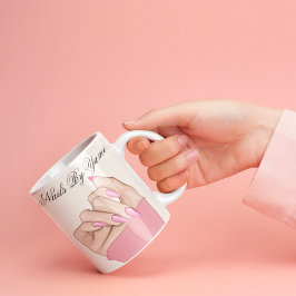 Elegant Snyggt Rosa Nagel Script Beauty Salon Mugg
