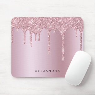 Elegant snyggt rosa ros guld glitter droppar musmatta
