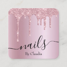 Elegant snyggt rosa ros guld glitter droppar nagel