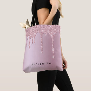 Elegant snyggt rosa ros guld glitter droppar tygkasse