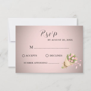 Elegant snyggt Rosa Tulips Bouquet Bröllop OSA Kort