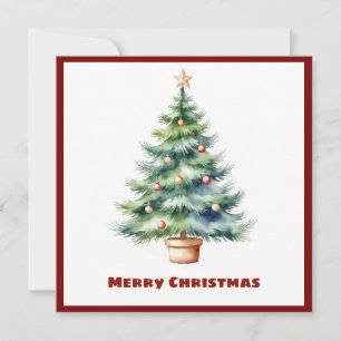 Elegant Snyggt Rustic Watercolor Julgran Julkort