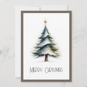 Elegant Snyggt Rustic Watercolor Julgran Julkort