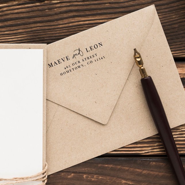 Elegant Snyggt Script Modern Chic Bröllop par Självfärgande Stämpel (Skapare uppladdad)