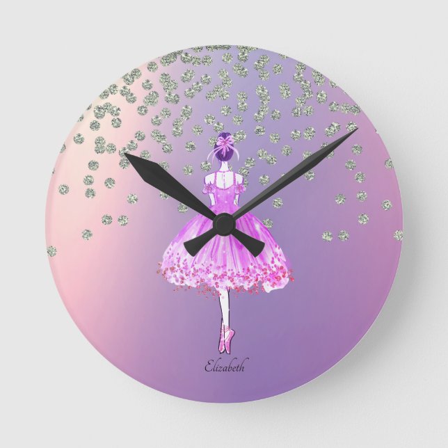 Elegant Snyggt Shiny Diamonds Ballerina  Rund Klocka (Framsida)
