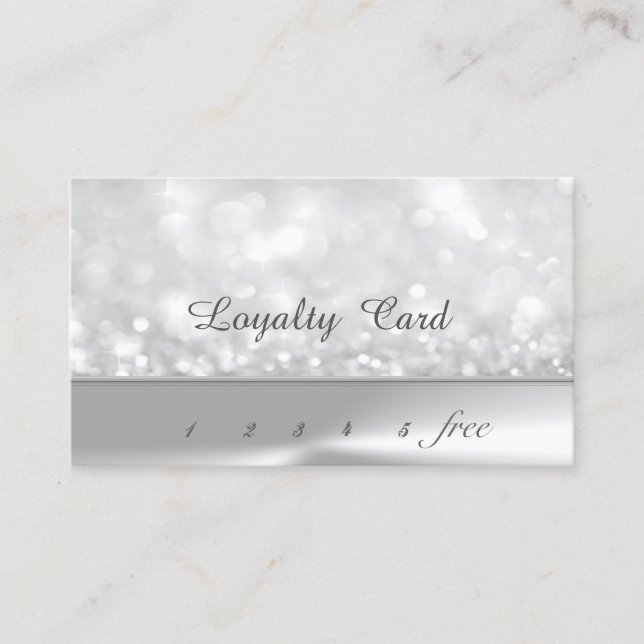 Elegant Snyggt Silver bokeh Loyalty Card Lojalitetskort (Framsida)