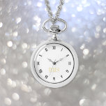 Elegant Snyggt Silver Monogrammed Necklace Watch Armbandsur<br><div class="desc">Skapa din egen anpassningsbar, personlig, snyggt för elegant, unika guld-, svart- och vita timmar, monogrammerade, kvinnor, legerade fodral och kedjor, halsband i silver. Skriv bara in ditt namn / monogram / initialer om du vill anpassa. Gör en underbar gåva till födelsedag, studenten, mors dag, julklappar, helgdagar, bröllop, giftermål, valentines day...</div>