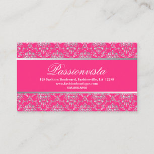 Elegant Snyggt Silver Rosa Damask Visitkort