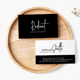 Elegant Snyggt, svart och vitt, minimalistiskt skr Visitkort