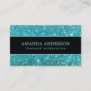 Elegant Snyggt Teal Glitter Gnistra Affärskort Visitkort