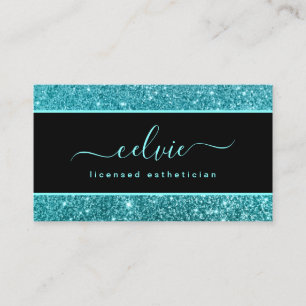 Elegant Snyggt Teal Glitter Gnistra Affärskort Visitkort