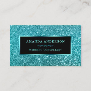 Elegant Snyggt Teal Glitter Gnistra Affärskort Visitkort