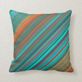 Elegant & Snyggt Teal & Orange Rand Mönster Kudde