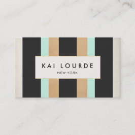 Elegant Snyggt Turcos Guld och Black Stripe Visitkort