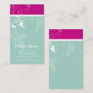 ELEGANT snyggt verve foliage mörk pin pastel mynta Visitkort