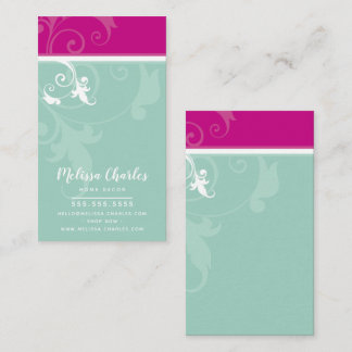 ELEGANT snyggt verve foliage mörk pin pastel mynta Visitkort