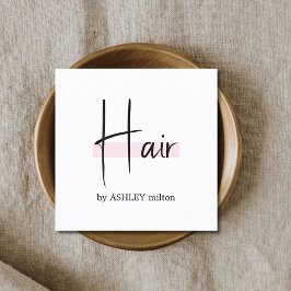 Elegant Snyggt Vit ros Hair Salon Fyrkantigt Visitkort