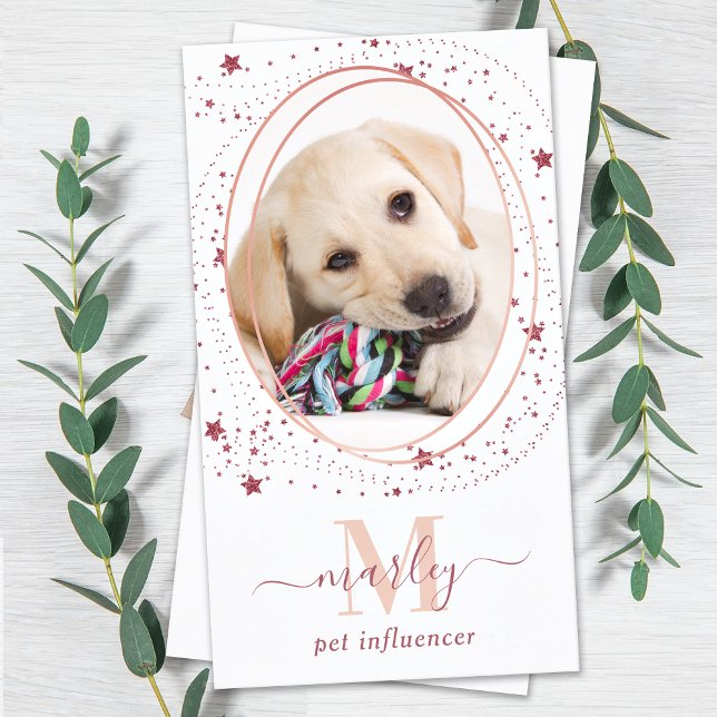 Elegant Social-fotfoto i Guld Ro Monogram Visitkort (Skapare uppladdad)