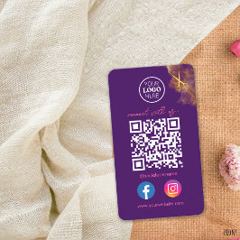 Elegant Social Media Lila QR-kod Guld-sax Visitkort