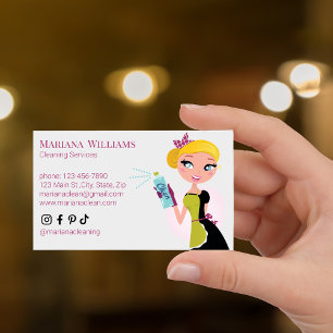 elegant social medietjänst städning rosa-skript visitkort