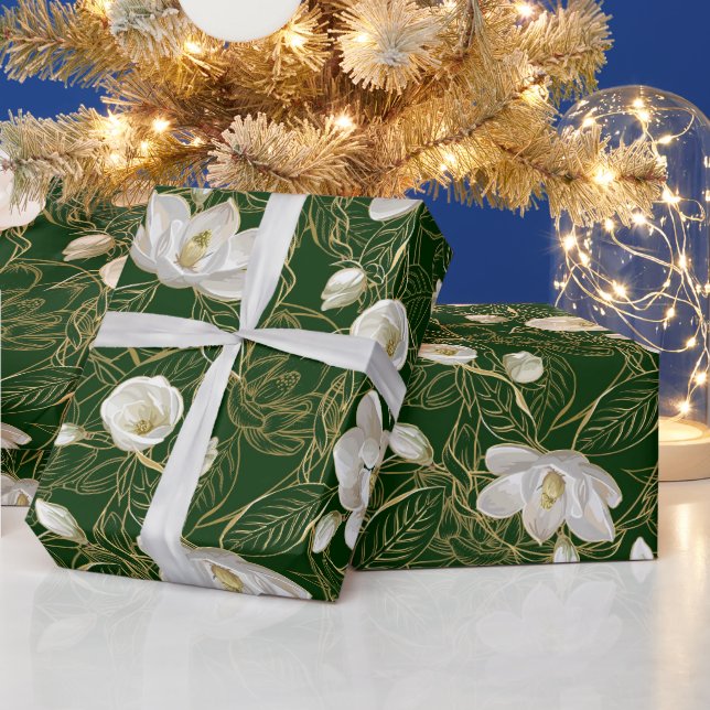 Elegant södra Magnolias Art nouveau Mönster Presentpapper (Helgdagar)