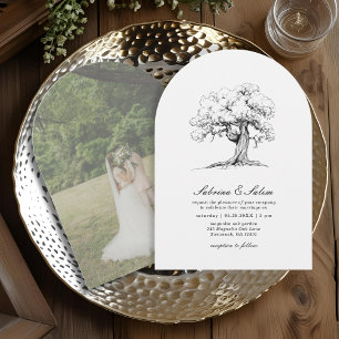 Elegant Södra Oak Garden Arch Photo Bröllop Inbjudningar
