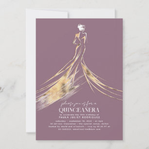 Elegant Sofistikerad Chic Mauve QUINCEAÑERA Inbjudningar