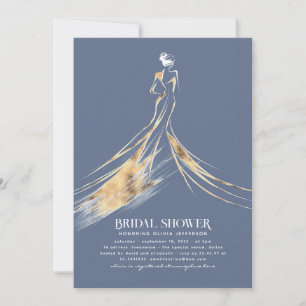 Elegant Sofistikerad Dusty Blue-Möhippa Inbjudningar