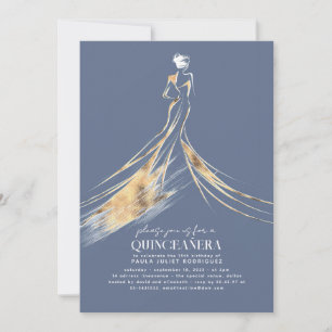 Elegant Sofistikerad Dusty Blue QUINCEAÑERA Inbjudningar