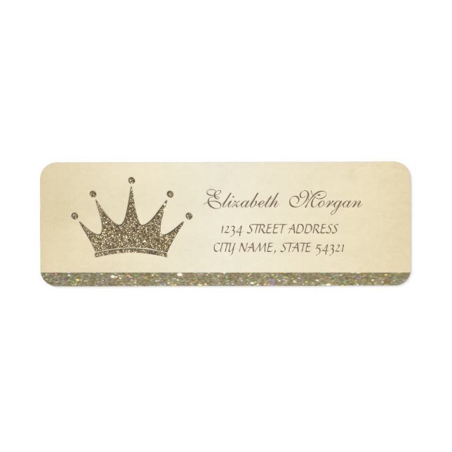 Elegant sofistikerad glittertiara adressetikett returadress etikett (Framsidan)