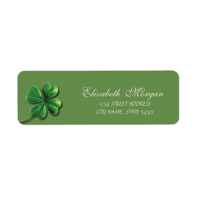 Elegant sofistikerad grön Shamrock-adress Returadress Etikett (Framsidan)