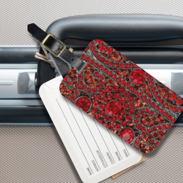 elegant sofistikerad guld ruby Red burgundy Bagagebricka (elegant sophisticated gold ruby red burgundy luggage tag)