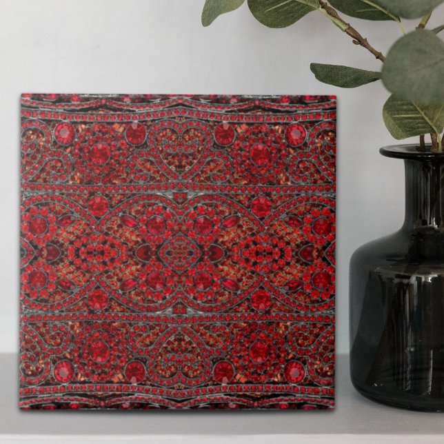 elegant sofistikerad guld ruby Red burgundy Kakelplatta (elegant sophisticated gold ruby red burgundy ceramic tile)