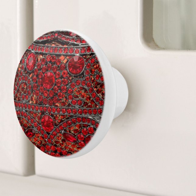 elegant sofistikerad guld ruby Red burgundy Knopp (elegant sophisticated gold ruby red burgundy ceramic knob)