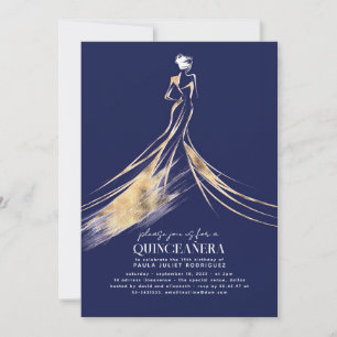 Elegant Sofistikerad marin blå QUINCEAÑERA Inbjudningar