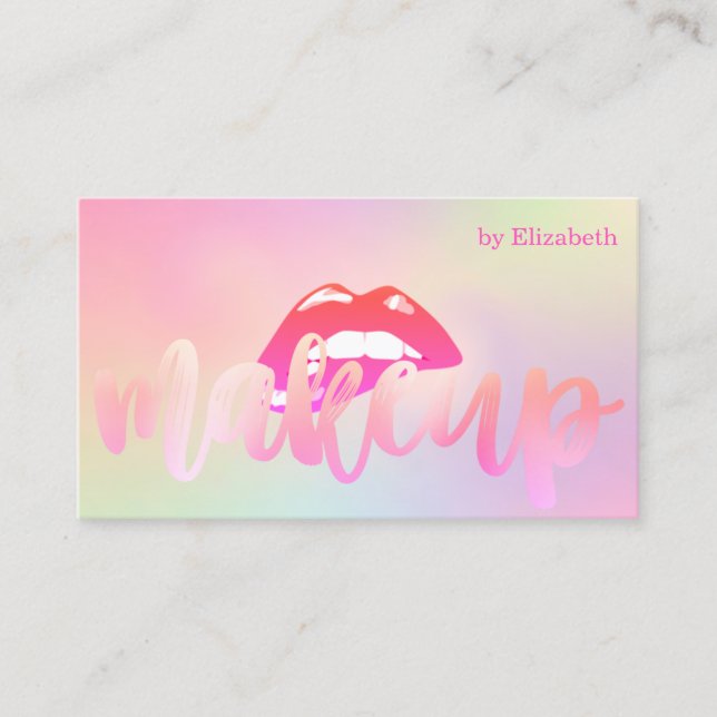 Elegant Sofistikerad Modern Läppar-holografi Visitkort (Framsida)