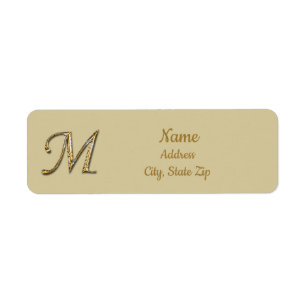 Elegant sofistikerad Monogram för Guld Brev M Returadress Etikett