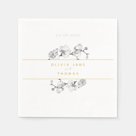 Elegant Sofistikerad romsk Blommigt Guld Bröllop Pappersservett