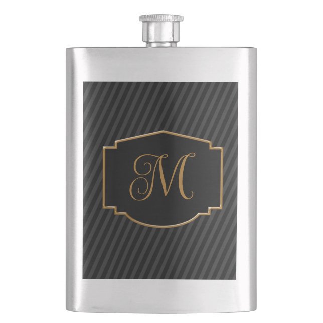 Elegant, sofistikerad, strimlad monogram fickplunta (Framsidan)