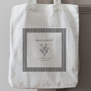 Elegant Sofistikerad Svartvit Bröllop Tygkasse