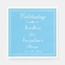 Elegant Soft Aqua Blue Bröllop Custom Names Papper