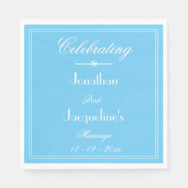 Elegant Soft Aqua Blue Bröllop Custom Names Papper Pappersservett