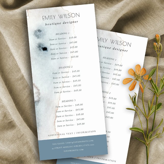 Elegant Soft Aqua Blue Guld Beachy Service Pris Reklamkort (Skapare uppladdad)