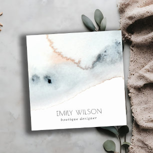 Elegant Soft Aqua Blue Guld Watercolor Beachy Fyrkantigt Visitkort